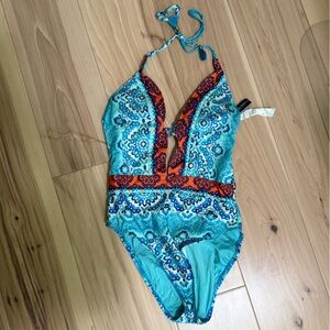 La Blanca Vibrant Blue and Orange Swimsuit